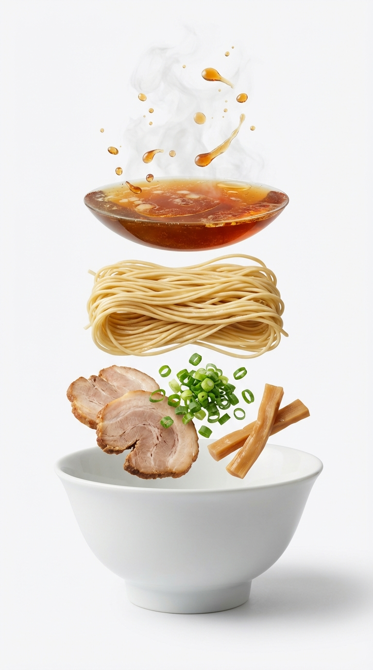 масло на поверхности бульона рамен: минималистичная съемка