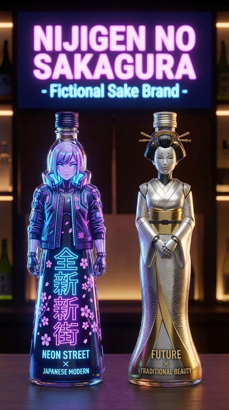 Минималистичный японский стиль дизайн бутылки саке