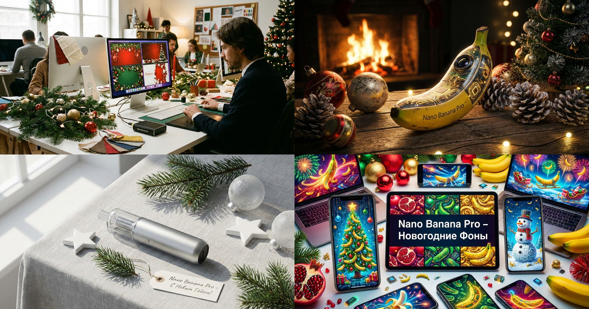Как создавать новогодние фоны и обои с промптами Nano Banana Pro