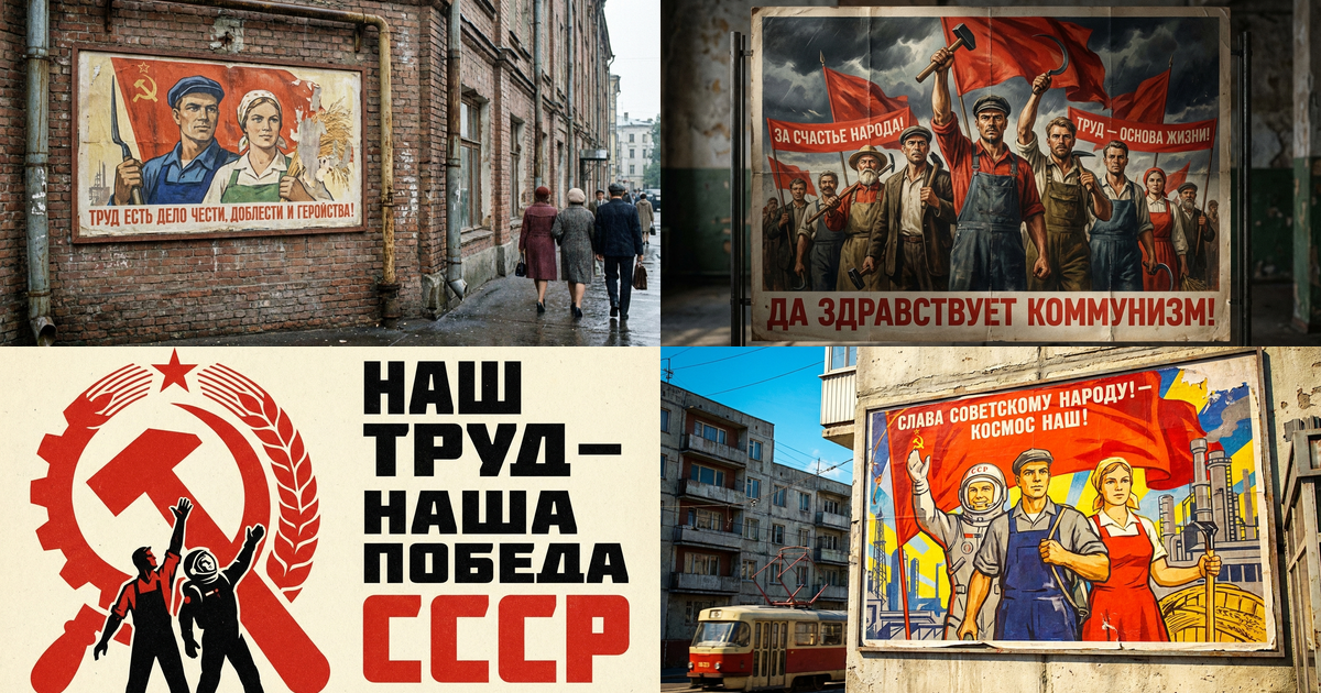 Промпты для советского плаката и пин-арта в Nano Banana Pro