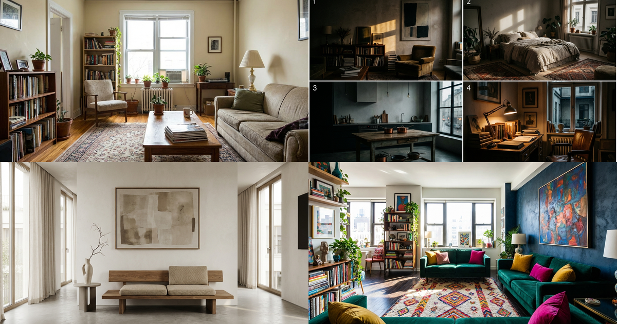 Коллекции промптов для генерации интерьеров квартир и дизайна комнат