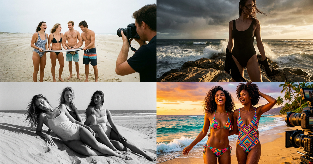 Летние промпты для пляжной фотосессии с моделью Nano Banana Pro