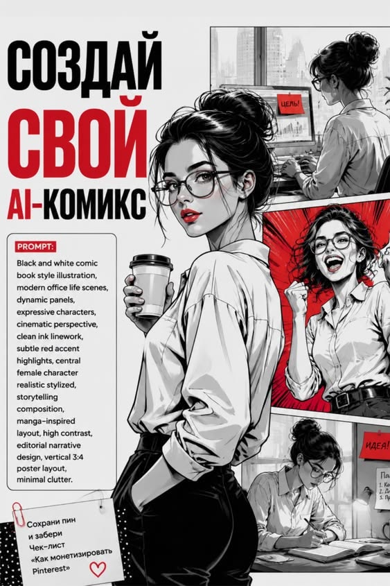 Создай свой AI комикс: стильные черно-белые сцены