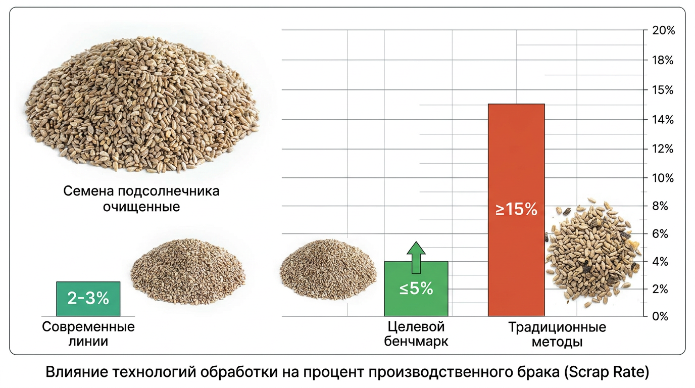 📊 INFOGRAPHIC: Сравнение уровня производственного брака. Формат: столбчатая диаграмма. Параметры: Современные линии (2-
