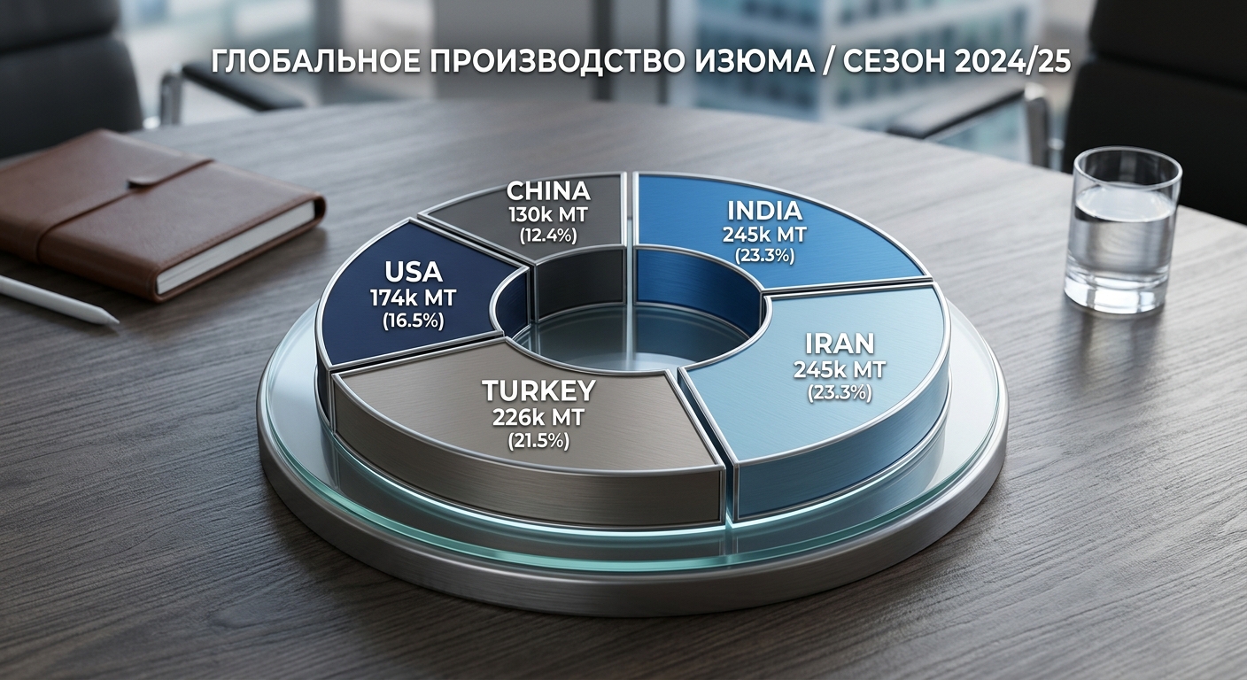 Круговая диаграмма топ-производителей изюма 2024/25.