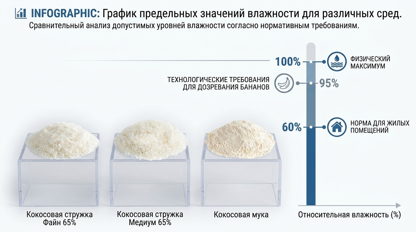 📊 INFOGRAPHIC: График предельных значений влажности для различных сред.
