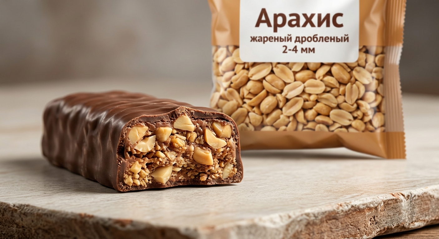 Демонстрация применения дробленого арахиса в текстуре продукта.