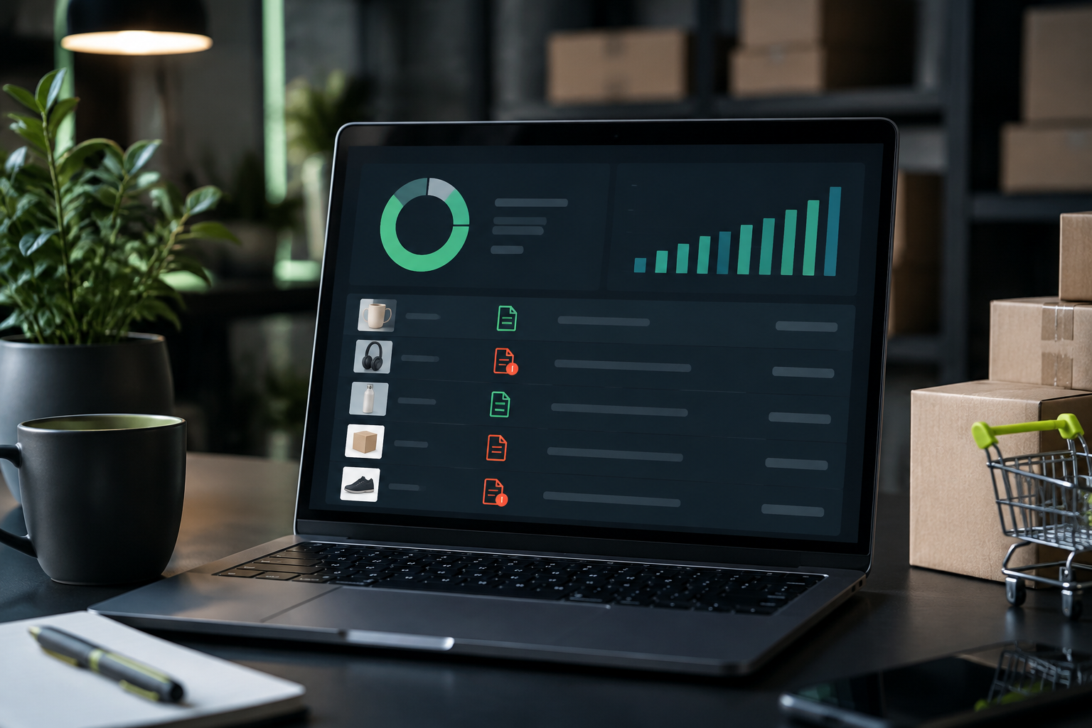 Дашборд из интерфейса SaaS-платформы, показывающий соотношение успешно привязанных сертификатов к товарам, с красными ал