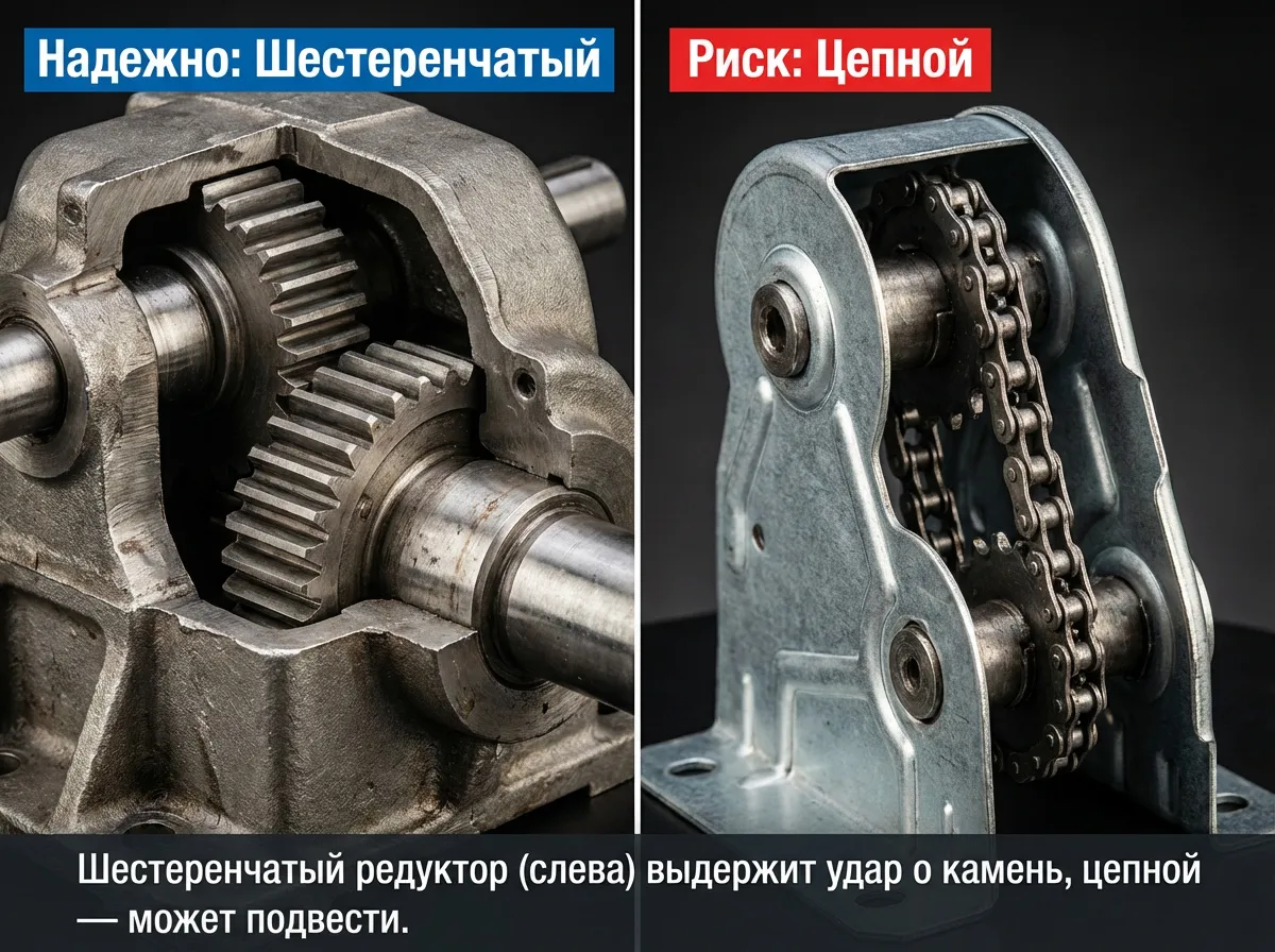 Фотография двух редукторов в разрезе (макросъемка).