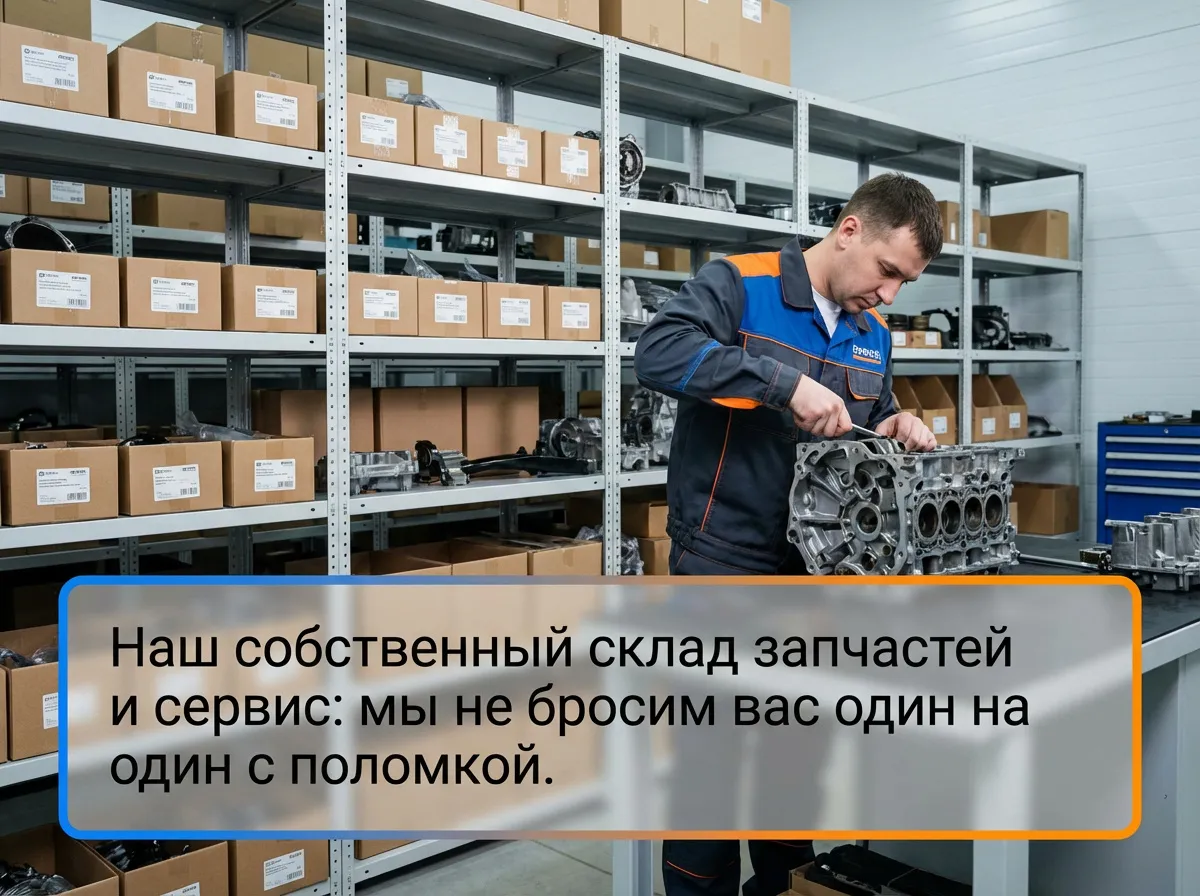 Фотография склада запчастей или мастера за работой.