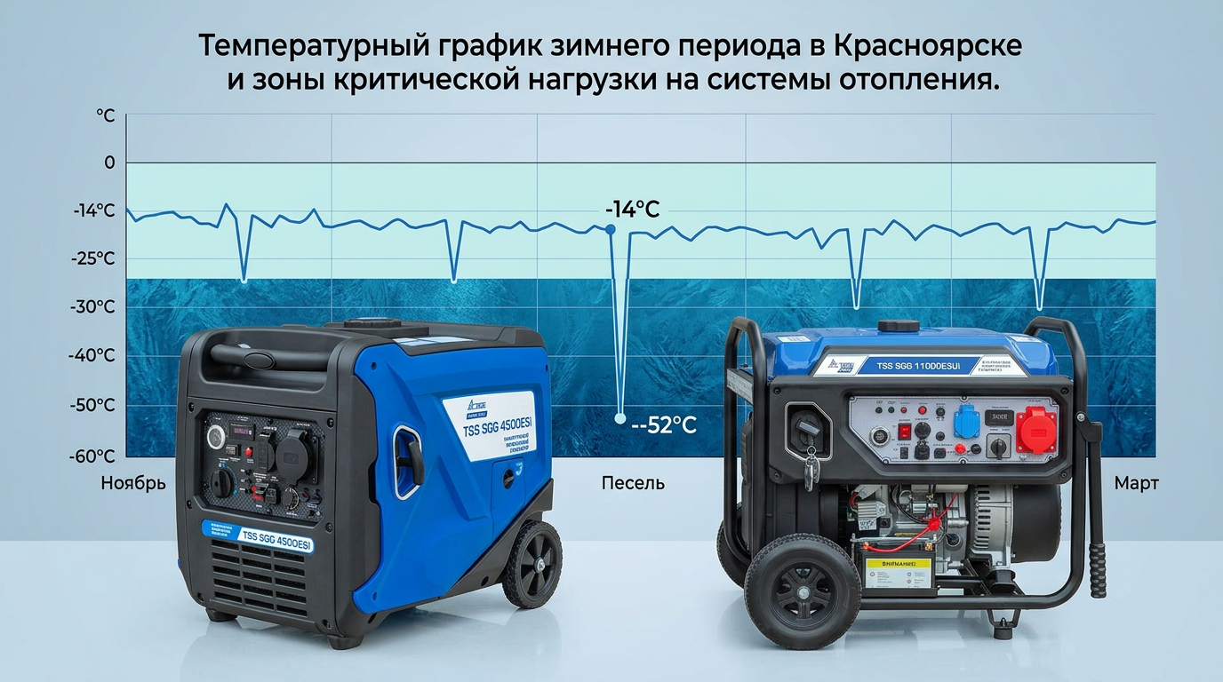 Температурный график зимнего периода в Красноярске.