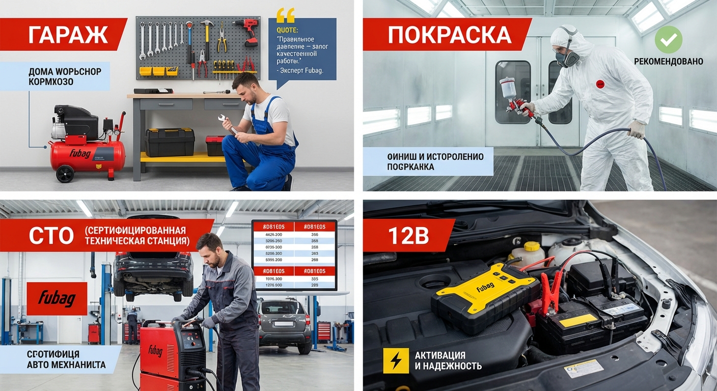 Компрессор Fubag для гаража: коаксиальная масляная модель с ресивером 50 л