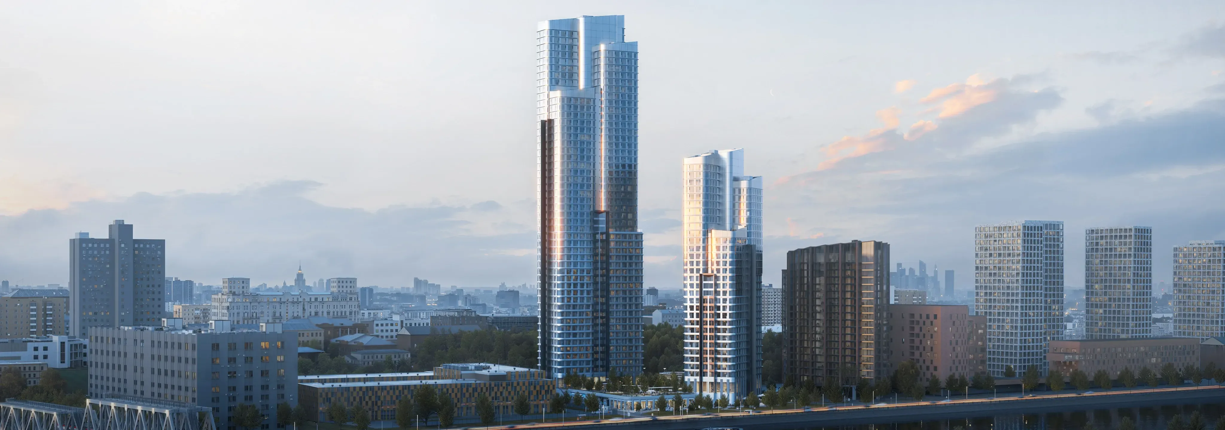Башни жилого комплекса Стоун Блик на Москве-реке