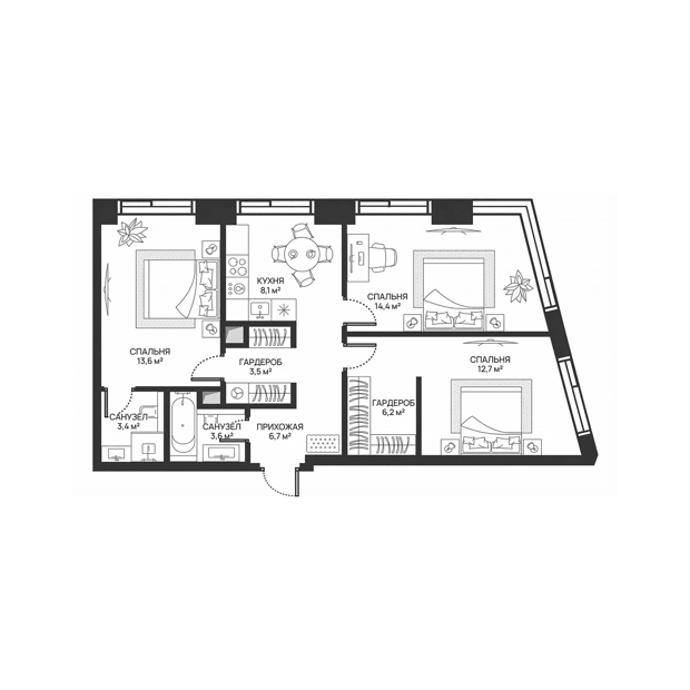 Планировка квартиры 72 квадратных метров