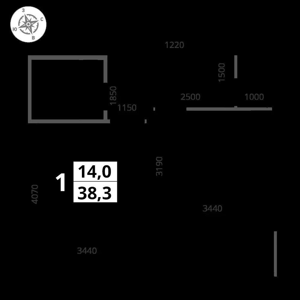 1-комнатная, 38,3 м² — 12 059 981 ₽