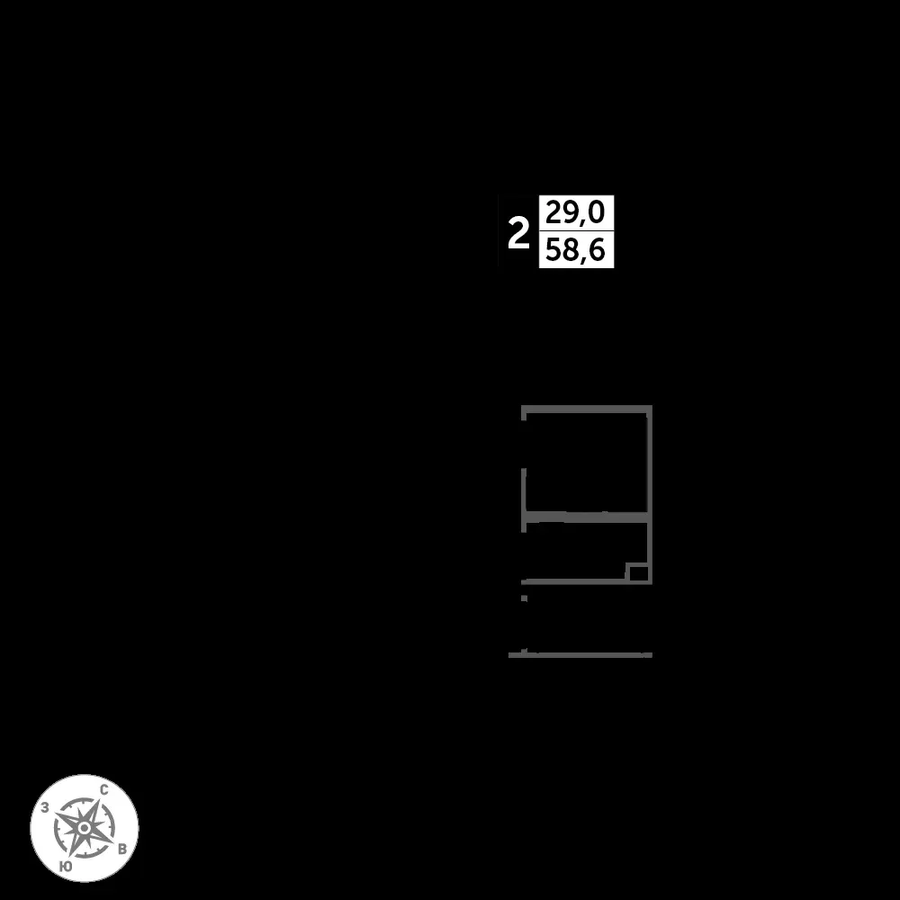 2-комнатная, 59,6 м² — 14 645 806 ₽