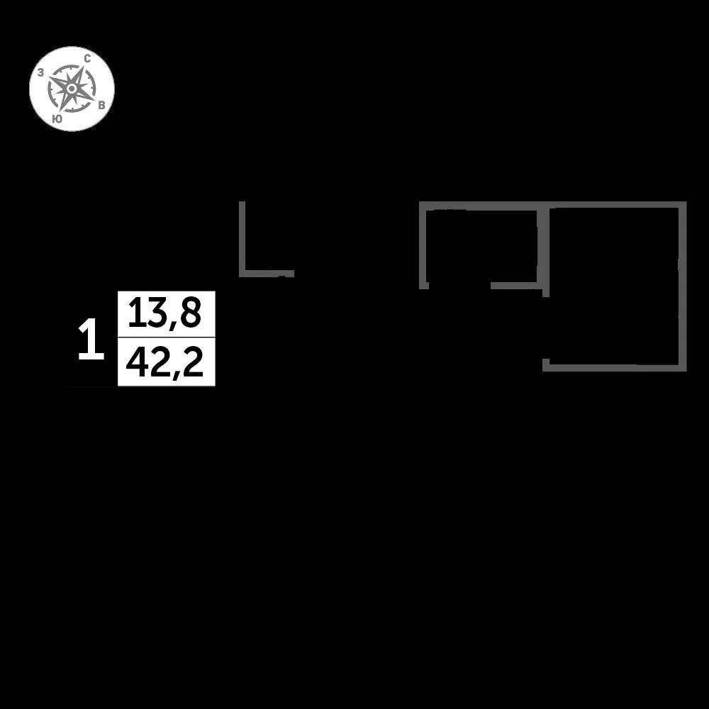 1-комнатная, 43,2 м² — 12 374 640 ₽