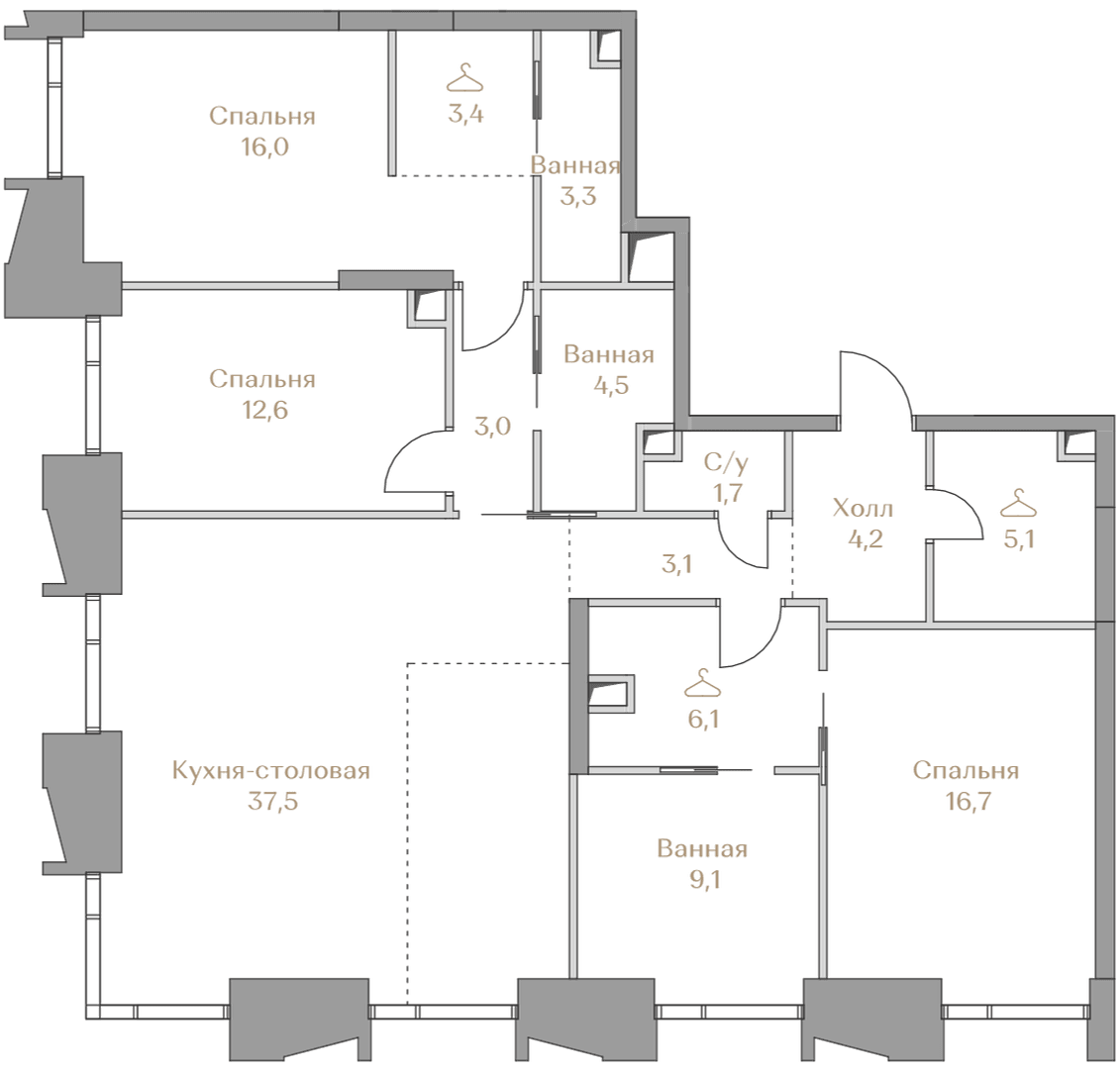 3-комнатная, 126,3 м² — 185 142 000 ₽
