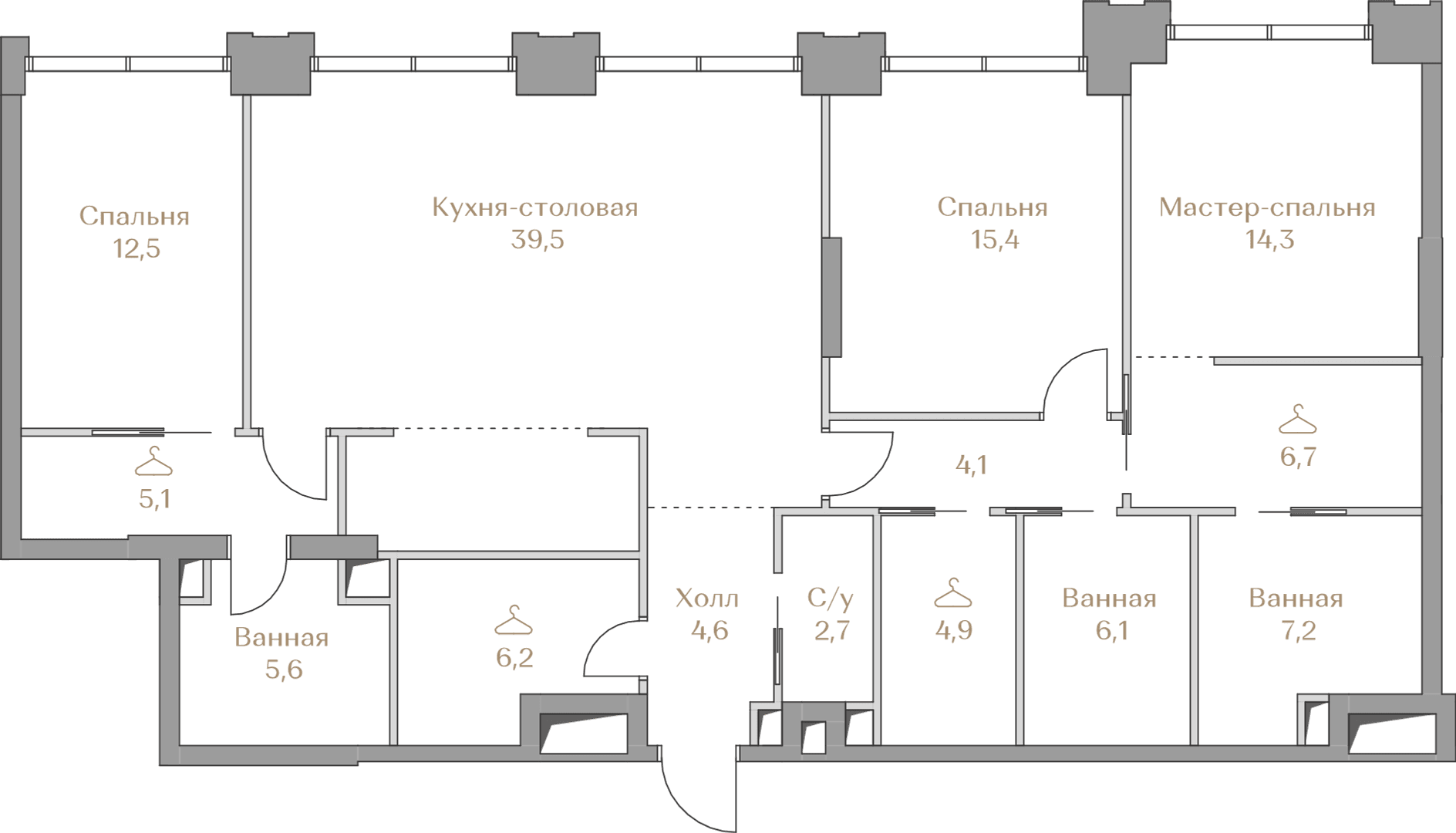 3-комнатная, 134,9 м² — 258 125 000 ₽