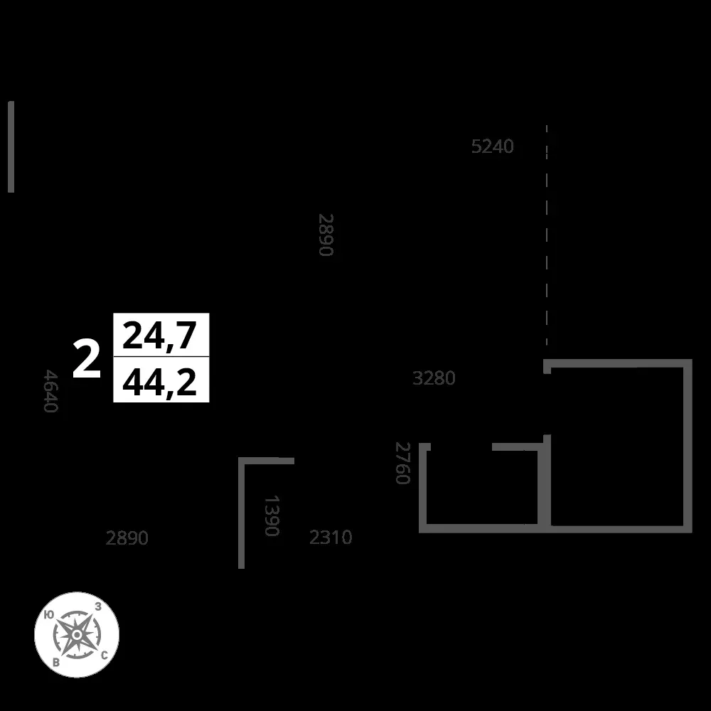 2-комнатная, 44,4 м² — 14 472 091 ₽