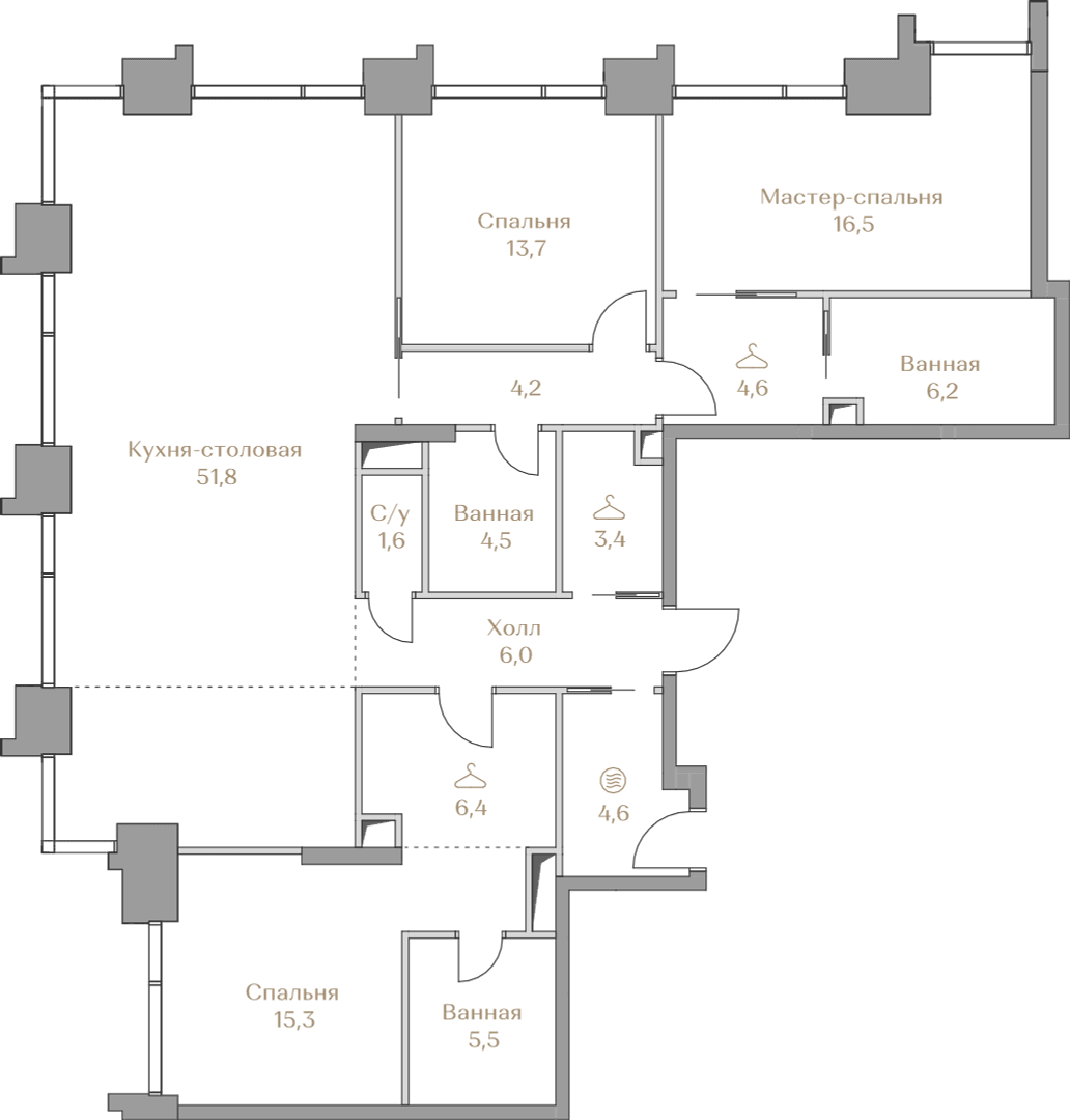 3-комнатная, 144,3 м² — 339 312 000 ₽