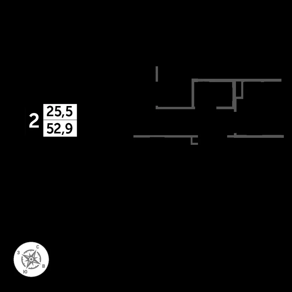 2-комнатная, 52,9 м² — 15 943 637 ₽