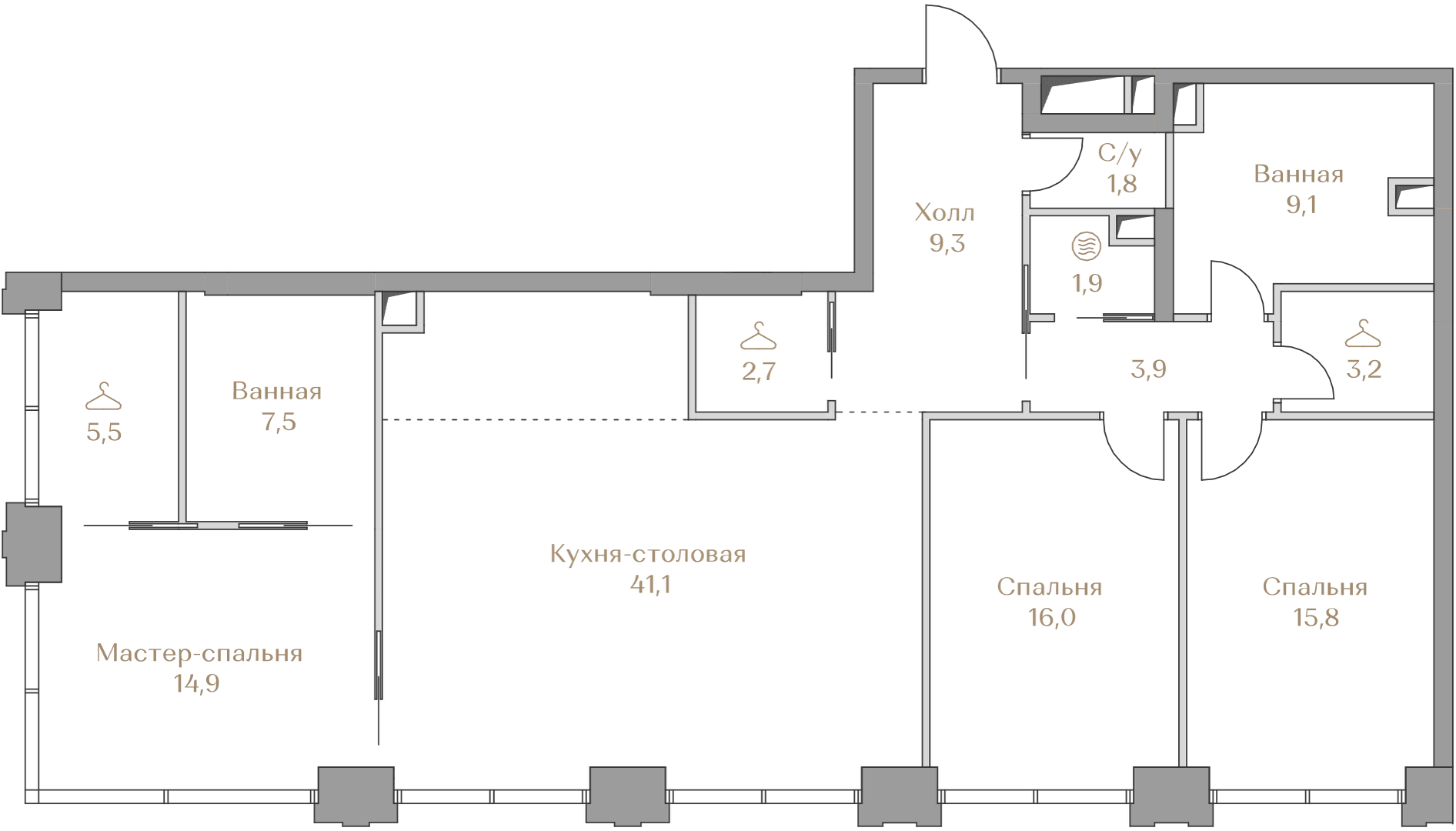 3-комнатная, 132,7 м² — 215 079 000 ₽