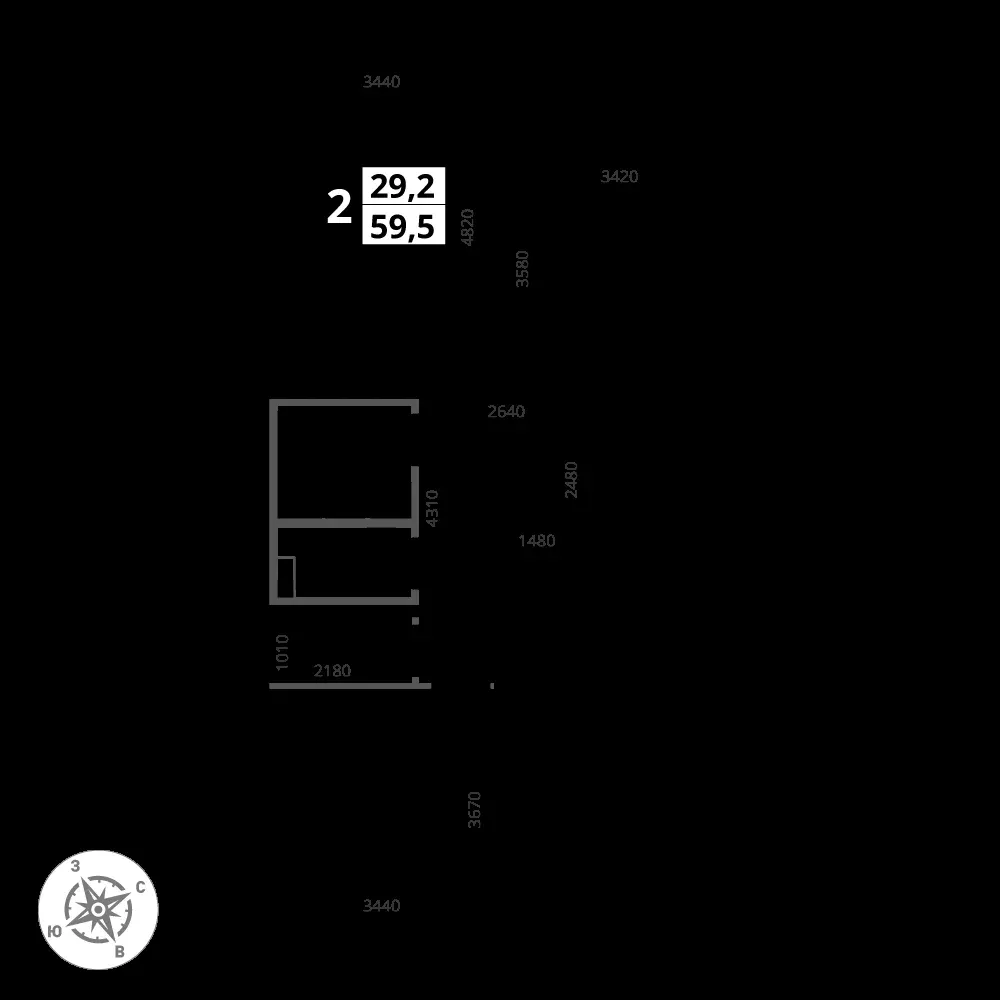 2-комнатная, 59,5 м² — 15 877 278 ₽