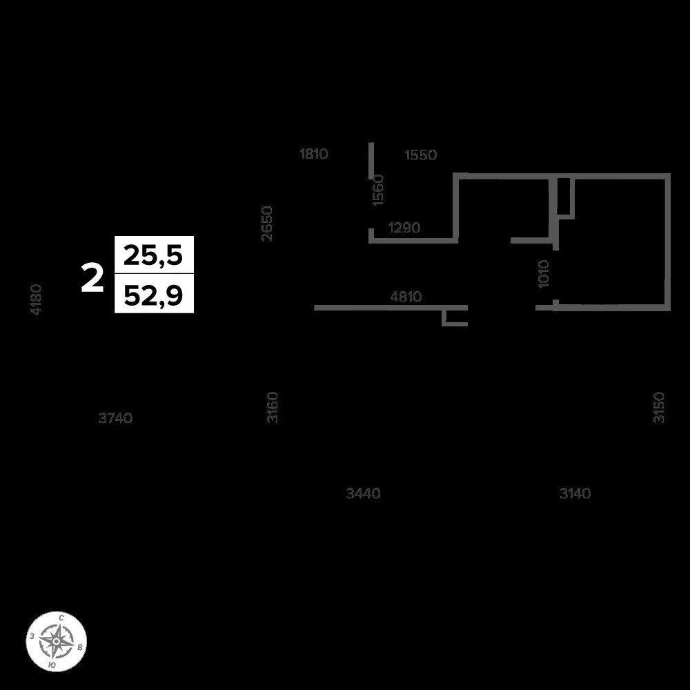 2-комнатная, 53,7 м² — 13 967 370 ₽