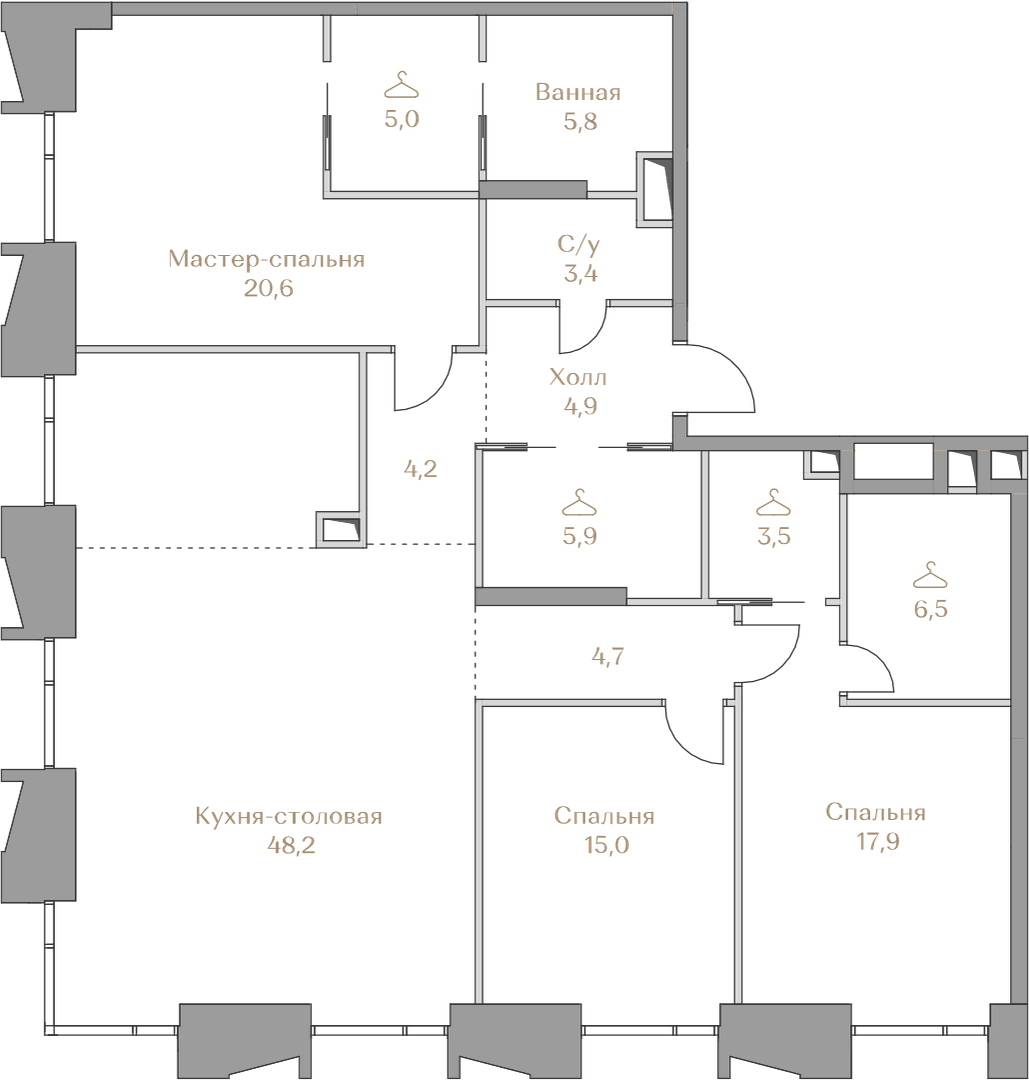 3-комнатная, 145,6 м² — 285 367 000 ₽