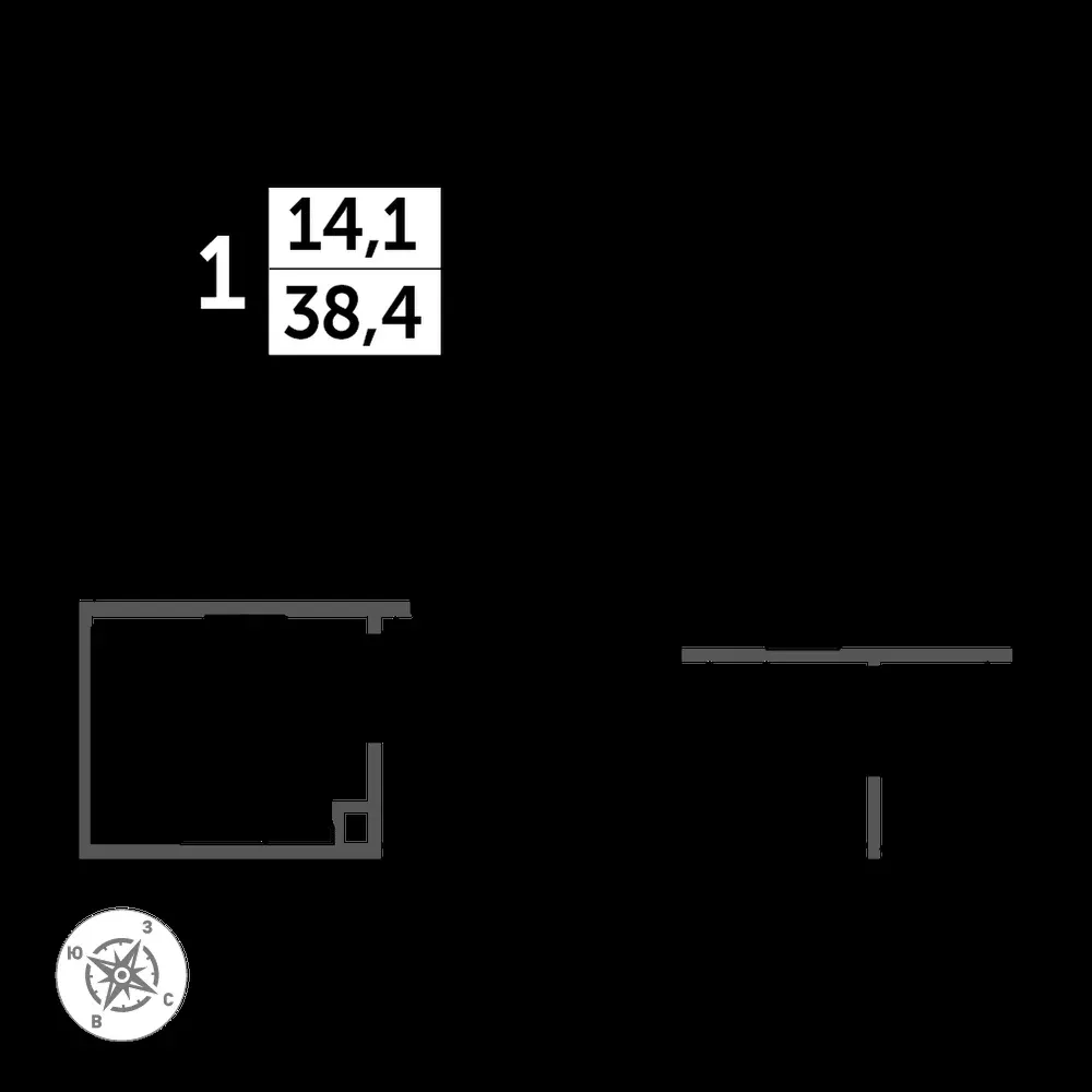 1-комнатная, 38,2 м² — 13 354 720 ₽