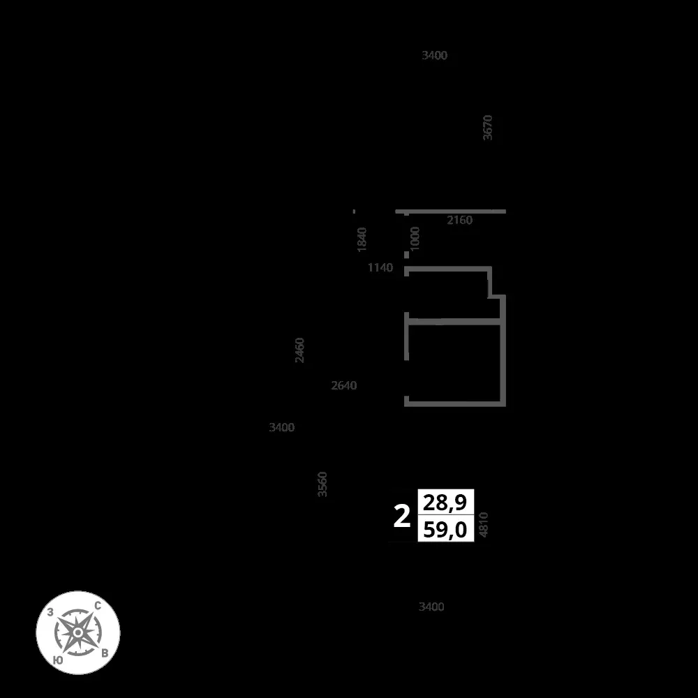 2-комнатная, 59 м² — 16 999 080 ₽