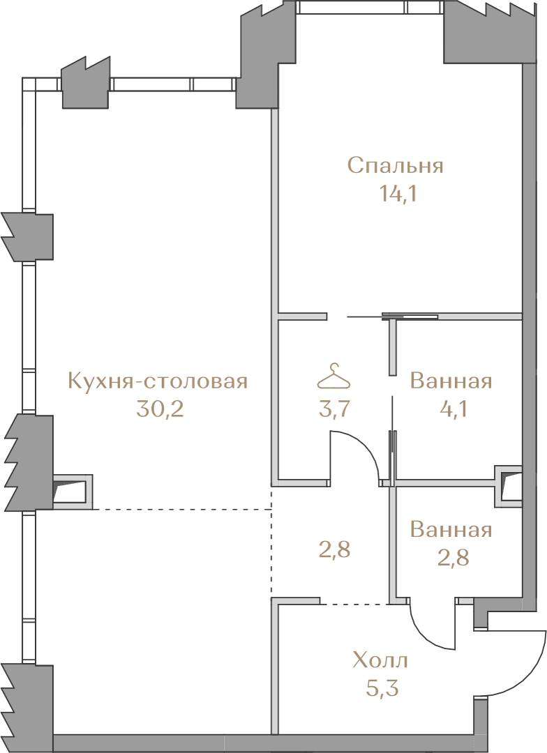 1-комнатная, 63 м² — 107 345 000 ₽