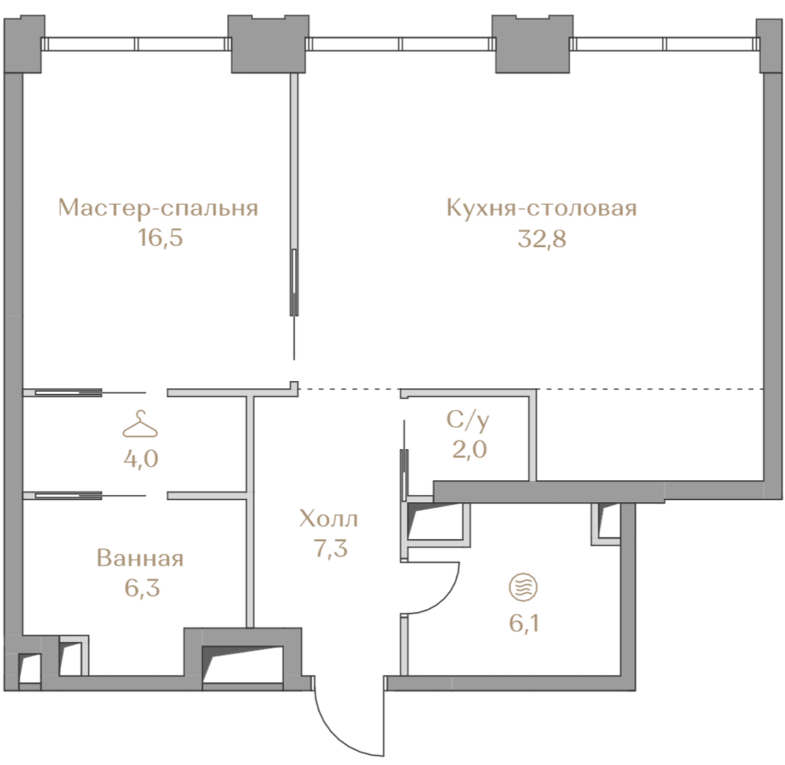 1-комнатная, 75 м² — 136 332 000 ₽
