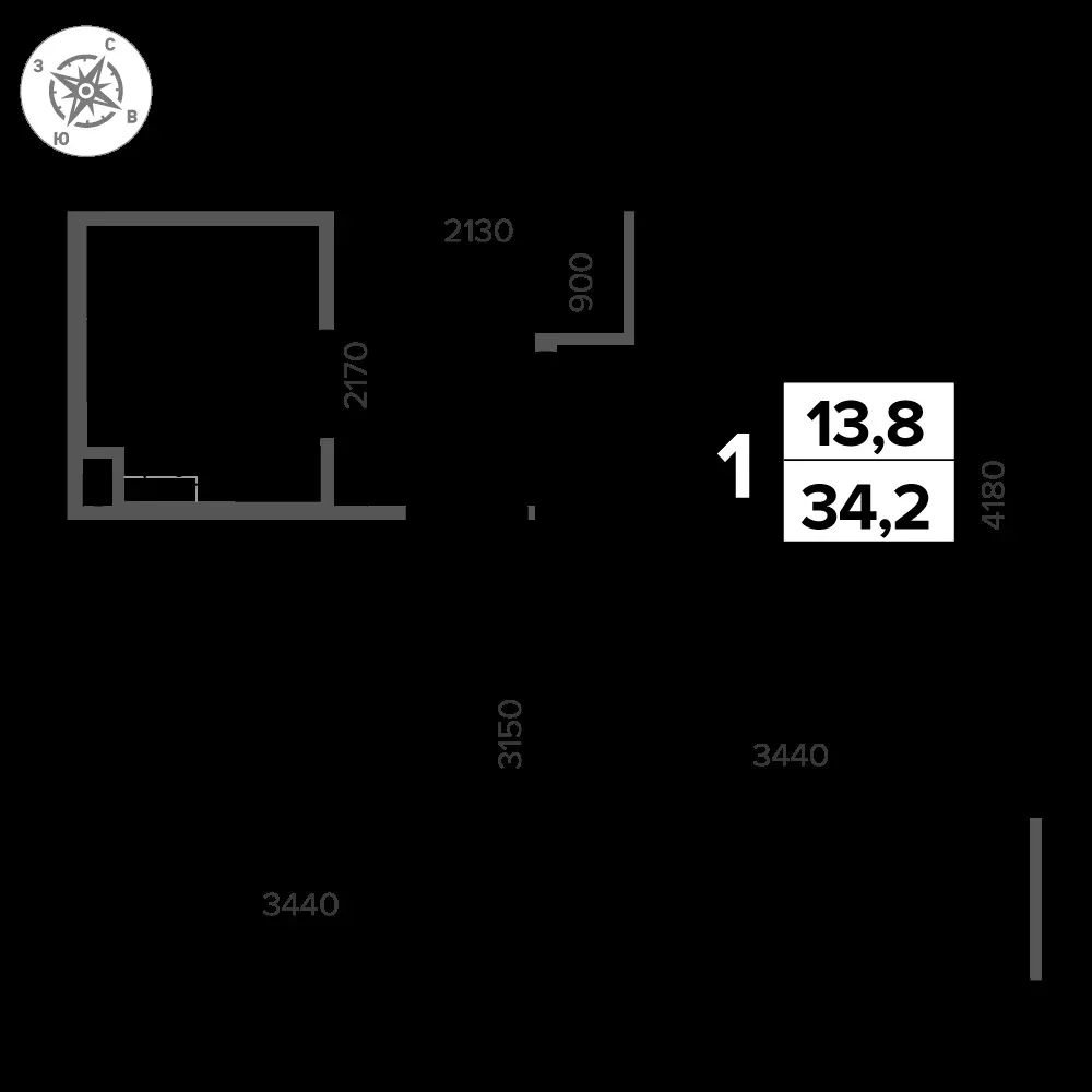 1-комнатная, 34,2 м² — 10 863 459 ₽