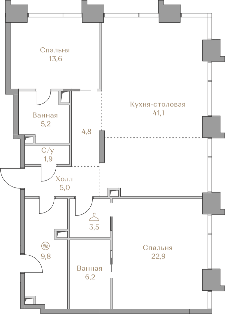 2-комнатная, 114 м² — 274 231 000 ₽