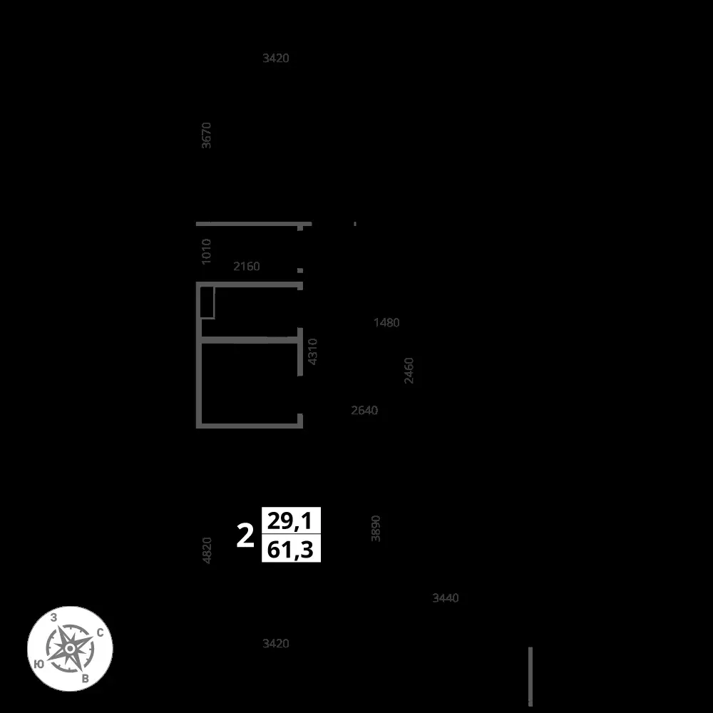 2-комнатная, 61,3 м² — 17 741 753 ₽