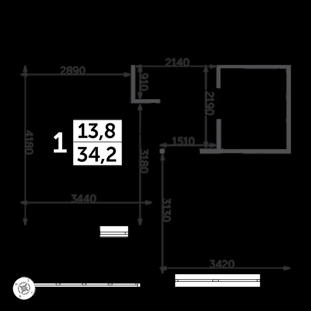 1-комнатная, 34,7 м² — 10 509 069 ₽