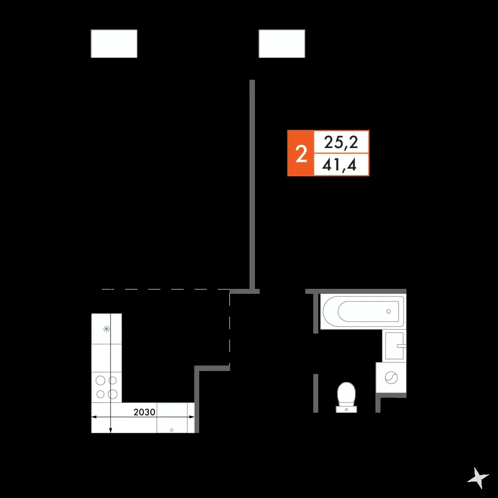 2-комнатная, 41,3 м² — 9 952 314 ₽