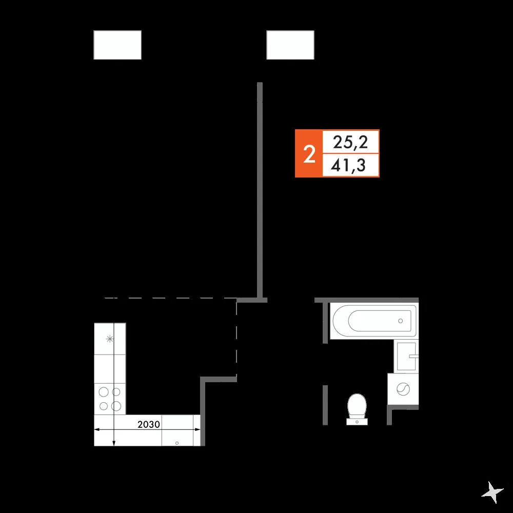 2-комнатная, 41,2 м² — 9 867 652 ₽