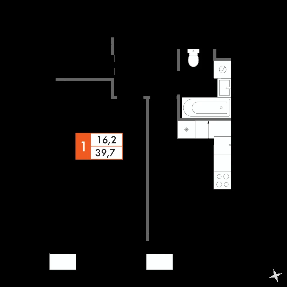 1-комнатная, 39,8 м² — 9 833 493 ₽