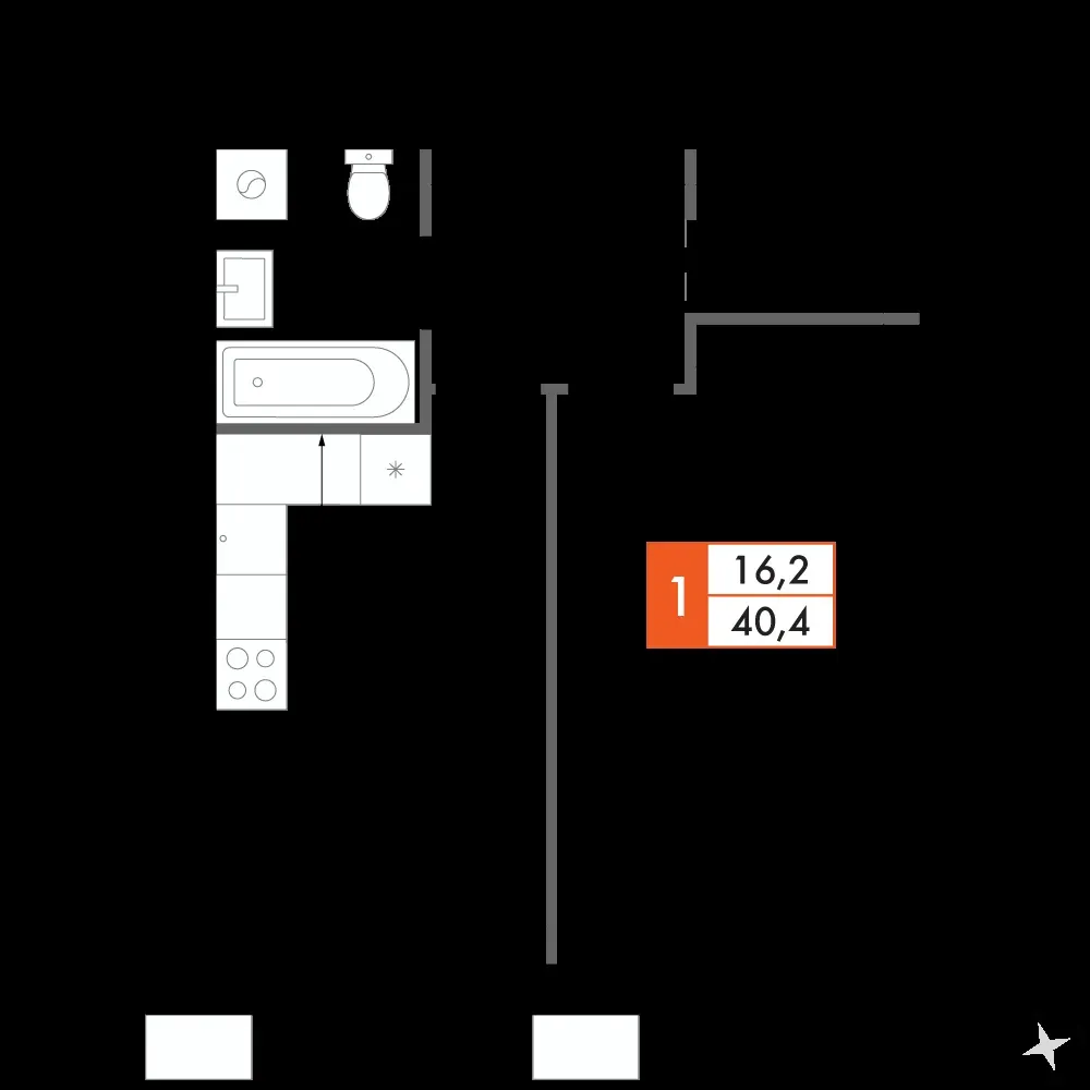 1-комнатная, 40,3 м² — 9 850 397 ₽