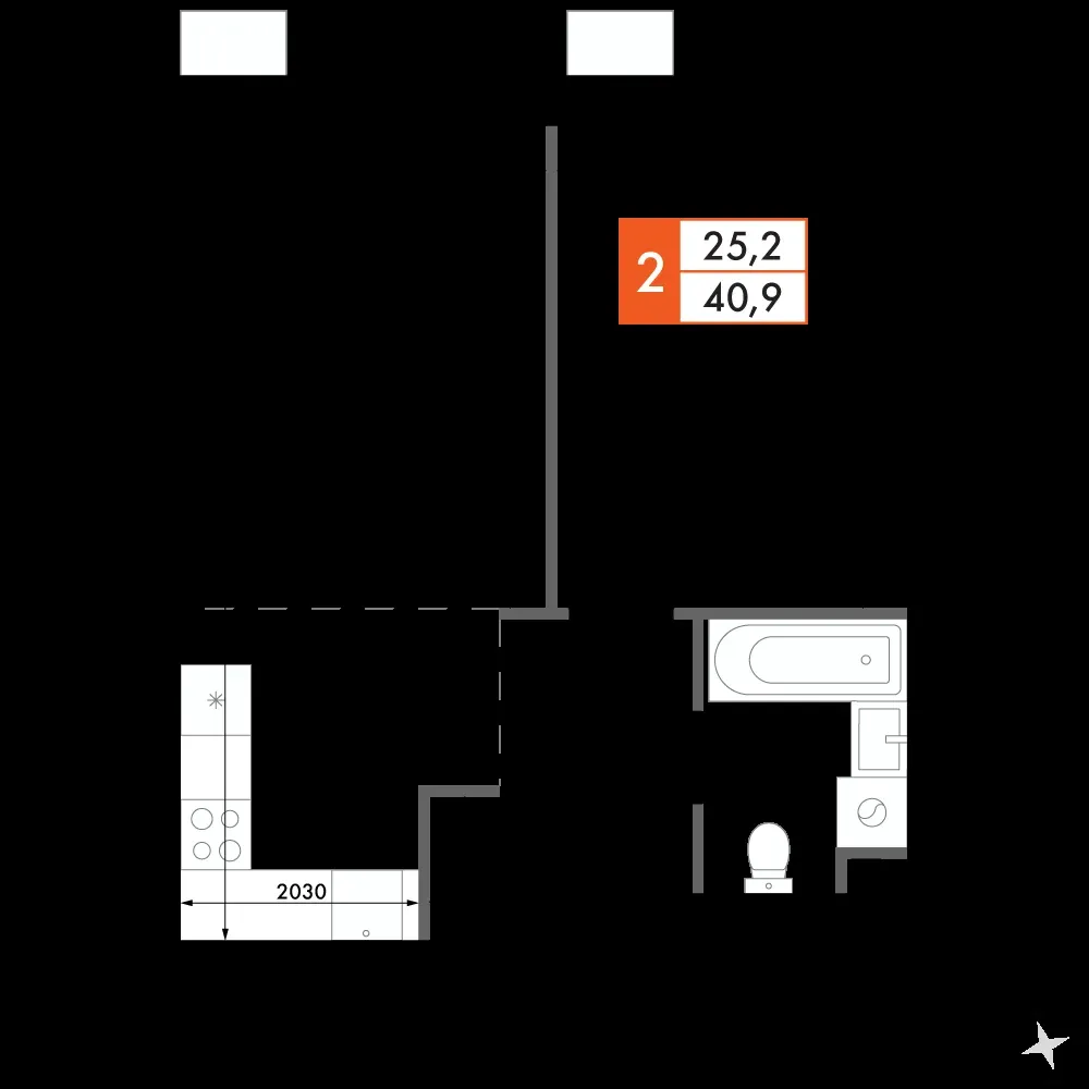 2-комнатная, 40,8 м² — 9 751 858 ₽