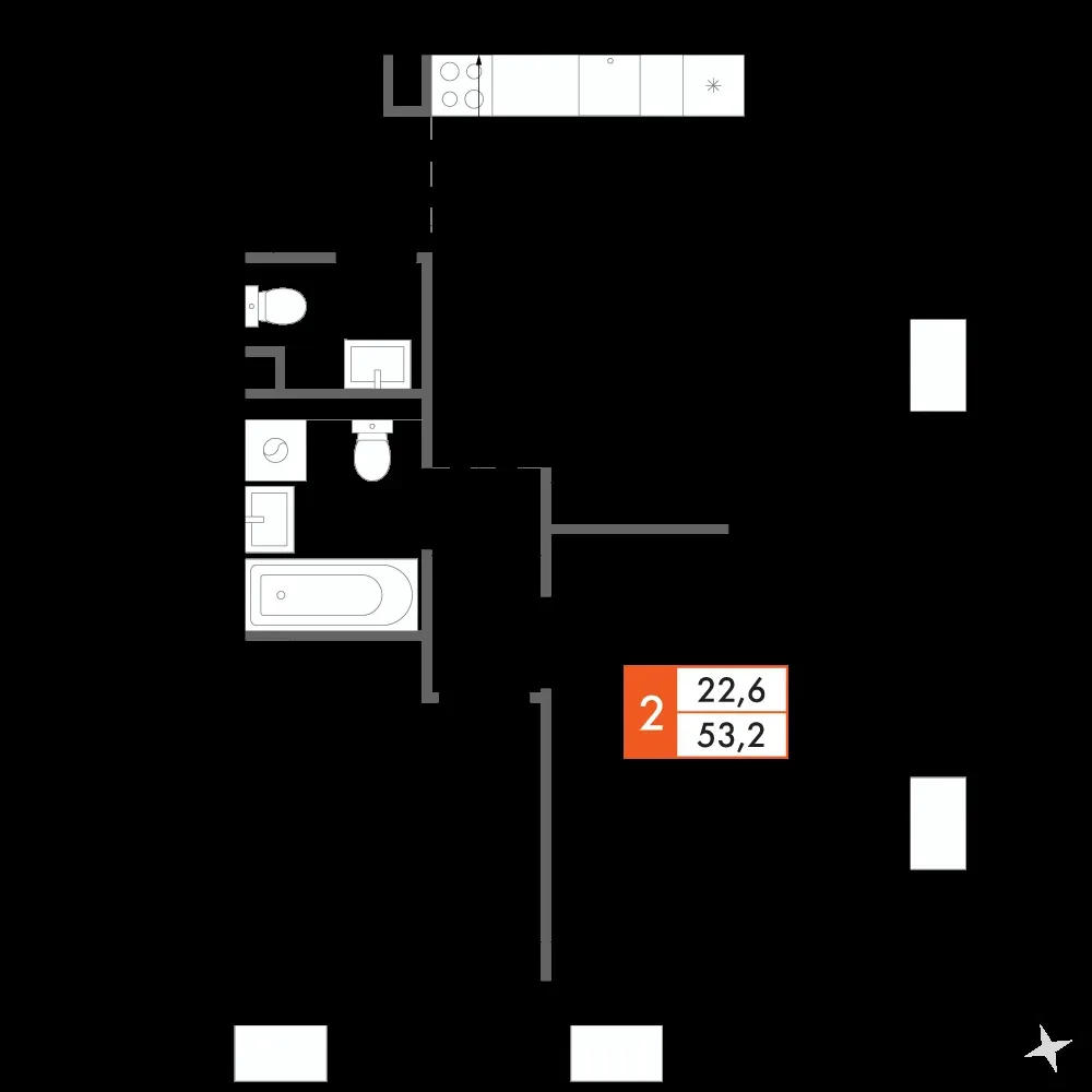 3-комнатная, 53,3 м² — 15 317 397 ₽
