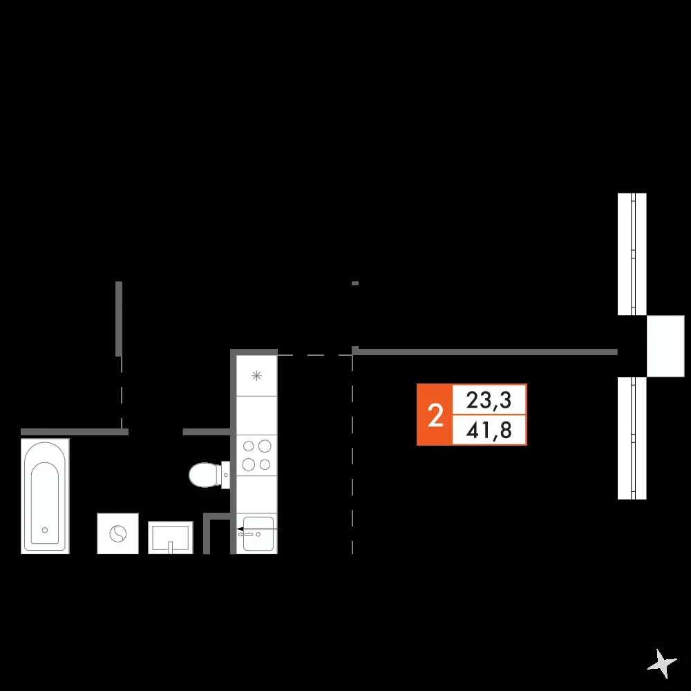 2-комнатная, 41,6 м² — 9 688 434 ₽