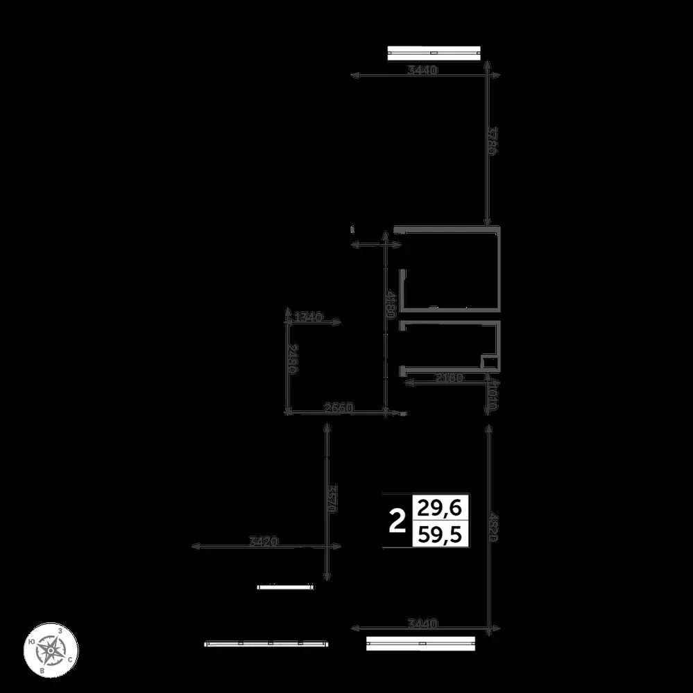 2-комнатная, 60,3 м² — 15 361 124 ₽