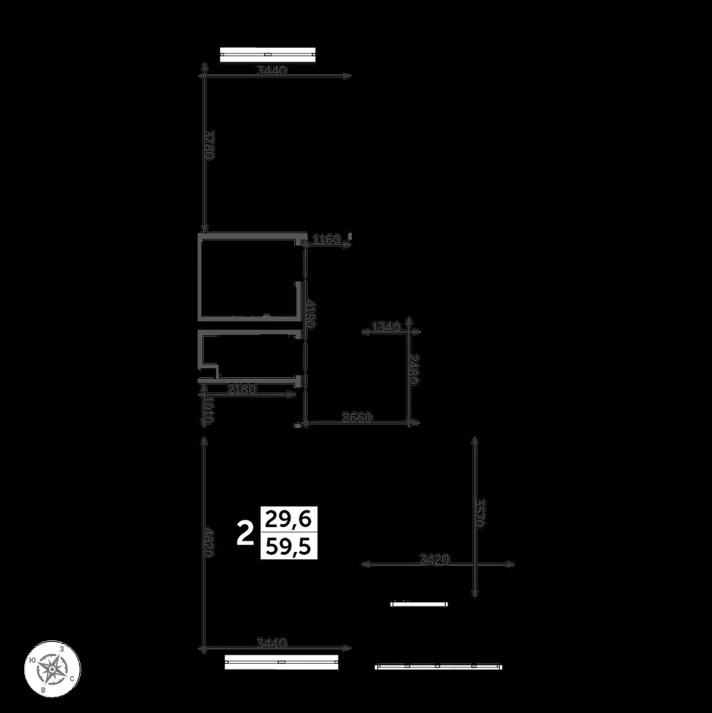2-комнатная, 60,3 м² — 15 258 614 ₽
