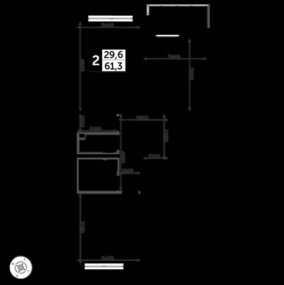 2-комнатная, 62,1 м² — 15 766 880 ₽