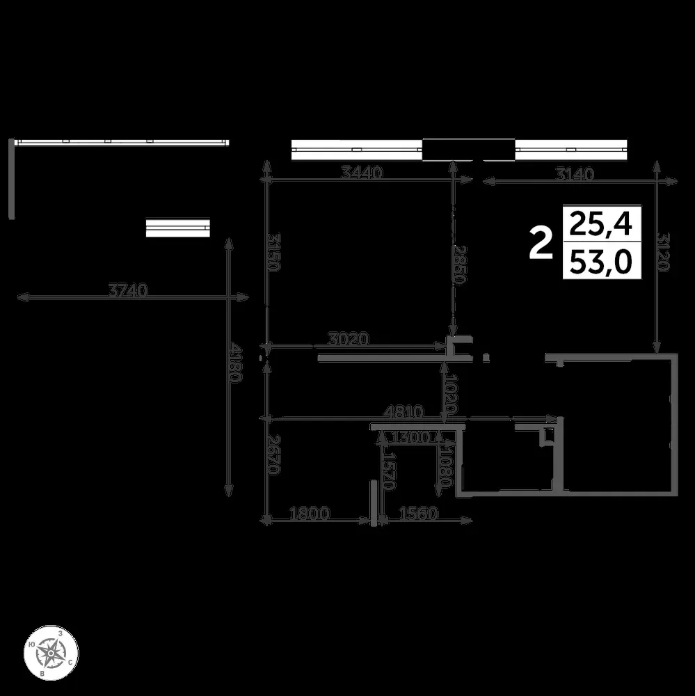 2-комнатная, 53,6 м² — 13 914 024 ₽