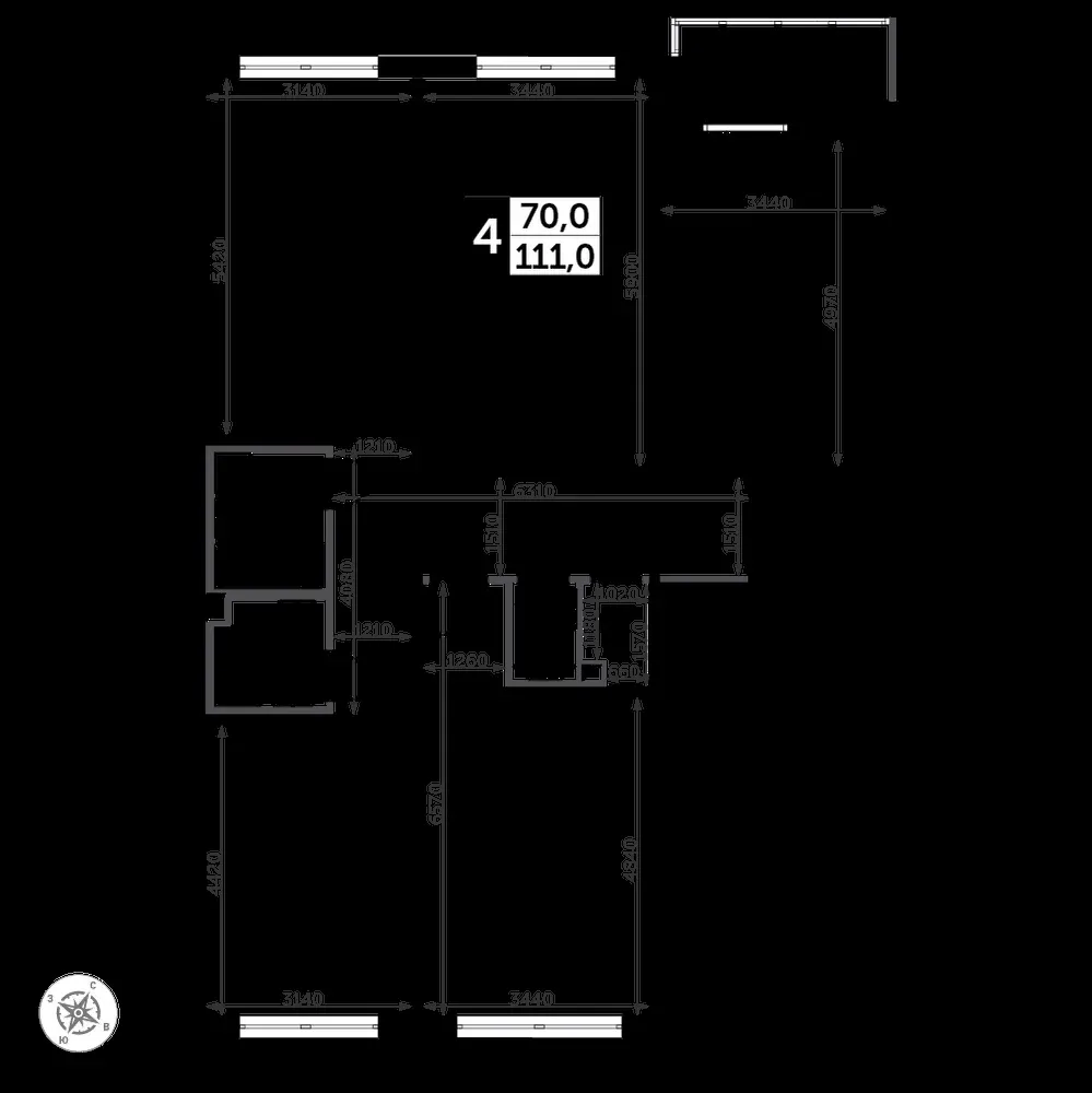4-комнатная, 112,8 м² — 24 655 542 ₽